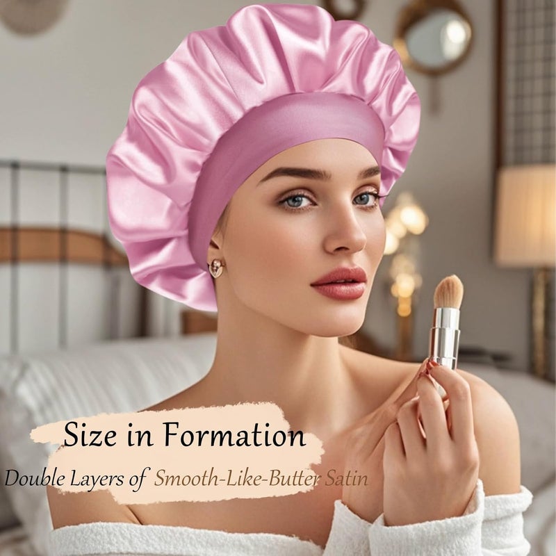 Doitory Store Satin Silk Bonnet for Sleeping, Soft Satin Lined Hair Bonnet for Women, Double Layer Sleep Nightcap - Image 4